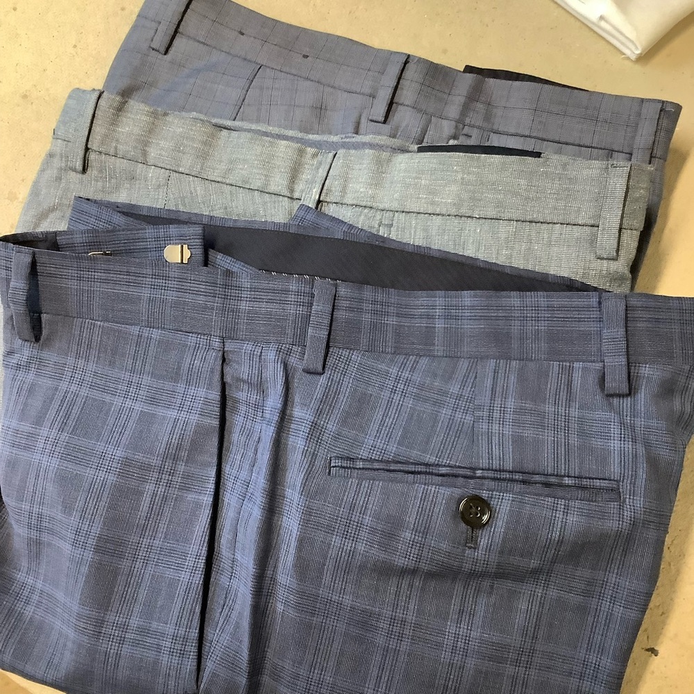 Lot of three fabulous blue patterned dress pants by banana republic